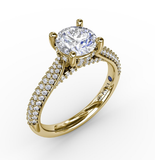 Solitaire Engagement Ring With Double-Row Pavé Diamond Shank