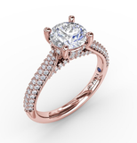 Solitaire Engagement Ring With Double-Row Pavé Diamond Shank