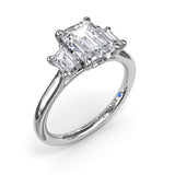 Three Stone Emerald Diamond Engagement Ring