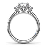 Three Stone Emerald Diamond Engagement Ring