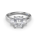 Three Stone Emerald Diamond Engagement Ring