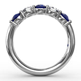 Sapphire and Diamond Shared Prong Anniversary Band