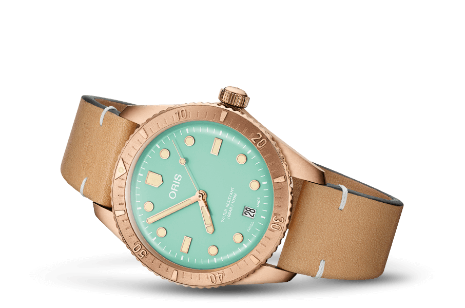 Oris Divers Bronze Sixty Five Cotton Candy Wild Green Scherer s