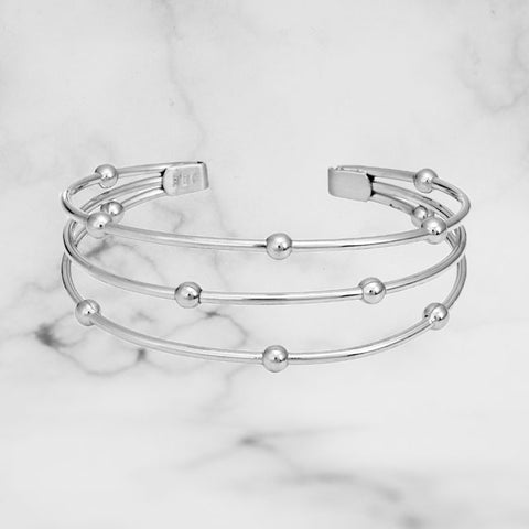Cuff Bracelet with Beaded "Tri-Tier" - Scherer's Jewelers