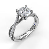 Alternating Diamond Twist Engagement Ring - 14kt White Gold