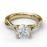 Alternating Diamond Twist Engagement Ring - 14kt Yellow Gold