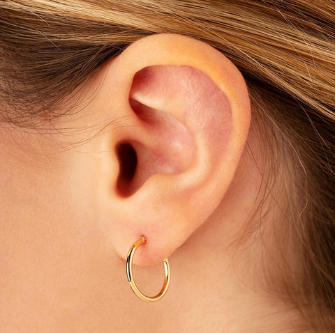 Gold Tube Hoop Earring