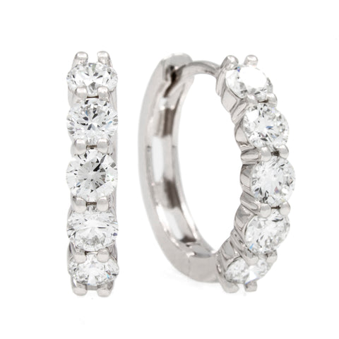 18kt White Gold Diamond Huggie Hoop Earrings 1.50ct