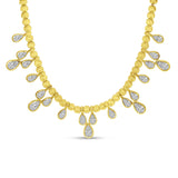 Yellow Gold Diamond Drop Beaded Necklace