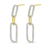 Yellow Gold Paperclip Link Diamond Dangle Earrings