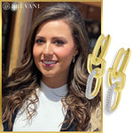 Yellow Gold Diamond Link Horseshoe Earrings