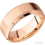 8 mm wide High Bevel Milgrain 14K Rose Gold band.