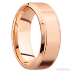 8 mm wide High Bevel Milgrain 14K Rose Gold band.