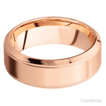 8 mm wide High Bevel Milgrain 14K Rose Gold band.