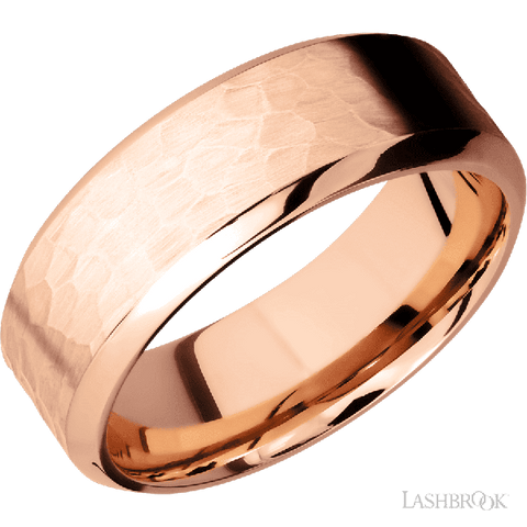 8 mm wide High Bevel 14K Rose Gold band.
