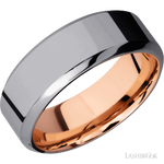 8 mm wide High Bevel Tantalum band featuring a 14K Rose Gold sleeve.