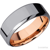 8 mm wide High Bevel Tantalum band featuring a 14K Rose Gold sleeve.