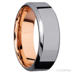 8 mm wide High Bevel Tantalum band featuring a 14K Rose Gold sleeve.