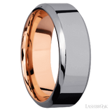 8 mm wide High Bevel Tantalum band featuring a 14K Rose Gold sleeve.
