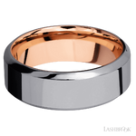 8 mm wide High Bevel Tantalum band featuring a 14K Rose Gold sleeve.