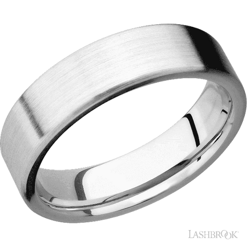 6 mm wide Flat 14K White Gold band.