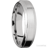6 mm wide High Bevel Milgrain 14K White Gold band.