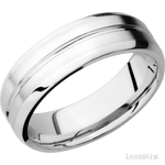 7 mm wide Beveled with Center Accent Groove 14K White Gold band.