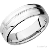 7 mm wide Beveled with Center Accent Groove 14K White Gold band.