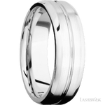 7 mm wide Beveled with Center Accent Groove 14K White Gold band.