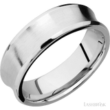 7 mm wide Concave Bevel 14K White Gold band.