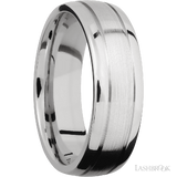 7 mm wide Domed with two accent grooves 14K White Gold band.
