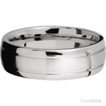 7 mm wide Domed with two accent grooves 14K White Gold band.