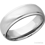 7 mm wide Domed Stepped Down Edges 14K White Gold band.