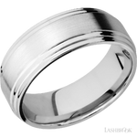 8 mm wide Flat Double Stepped Edges 14K White Gold band.