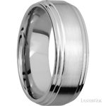 8 mm wide Flat Double Stepped Edges 14K White Gold band.