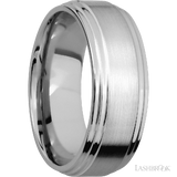 8 mm wide Flat Double Stepped Edges 14K White Gold band.