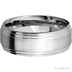 8 mm wide Flat Double Stepped Edges 14K White Gold band.