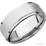8 mm wide Flat Grooved Edges 14K White Gold band.