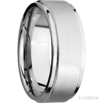 8 mm wide Flat Grooved Edges 14K White Gold band.