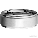8 mm wide Flat Grooved Edges 14K White Gold band.
