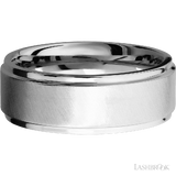 8 mm wide Flat Grooved Edges 14K White Gold band.