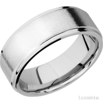 8 mm wide Flat Grooved Edges 14K White Gold band.