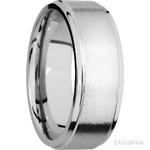8 mm wide Flat Grooved Edges 14K White Gold band.