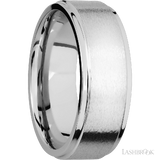 8 mm wide Flat Grooved Edges 14K White Gold band.