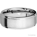 8 mm wide Flat Grooved Edges 14K White Gold band.