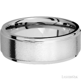 8 mm wide Flat Grooved Edges 14K White Gold band.