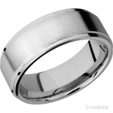 8 mm wide Flat Grooved Edges 14K White Gold band.