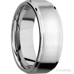 8 mm wide Flat Grooved Edges 14K White Gold band.