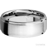 8 mm wide Flat Grooved Edges 14K White Gold band.
