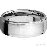 8 mm wide Flat Grooved Edges 14K White Gold band.